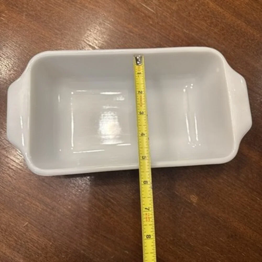 Vintage Anchor Hocking 441 Loaf Pan Baking Dish Vegetable Harvest Pattern 5x9